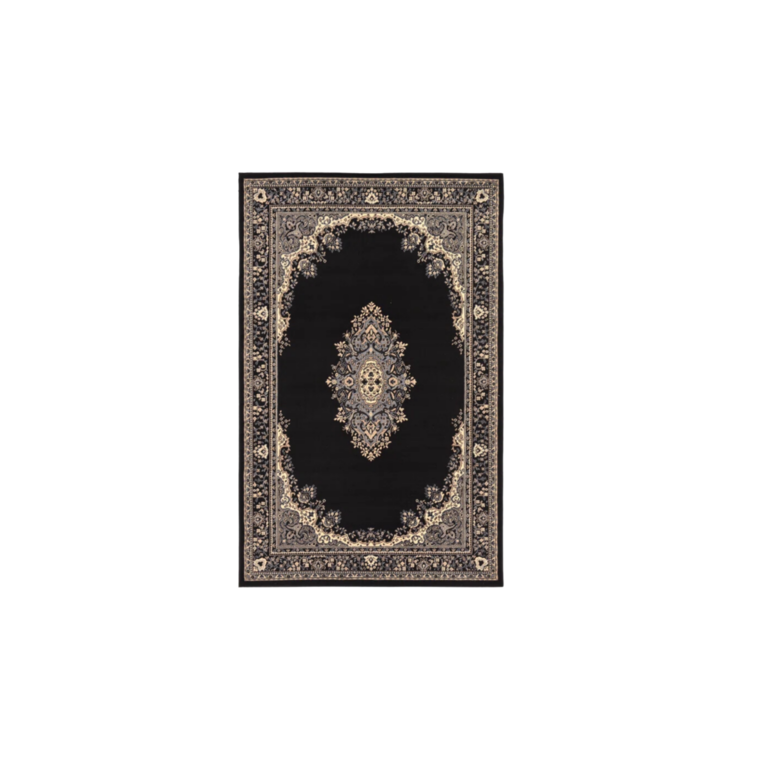 7'1" x 10' Black & Gold Area Rug