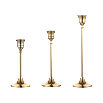Brass Gold Candlestick Holders (Set of 3)