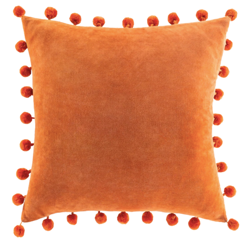 Orange Pom Pom Pillow