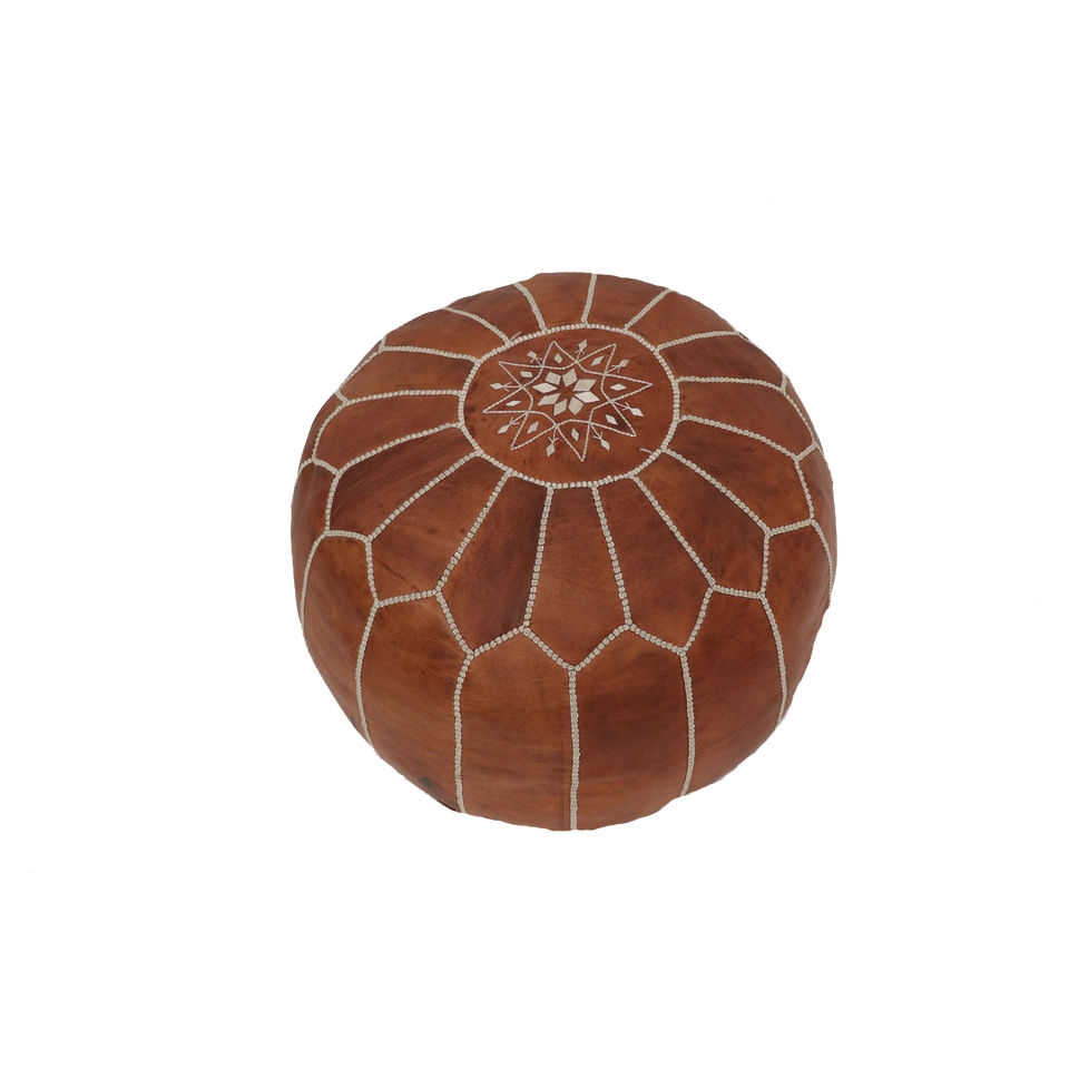 Pouf - Dark Brown on Tan