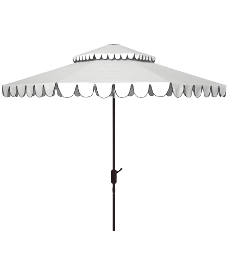9ft Black & White Scalloped Umbrella