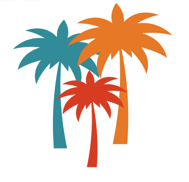 Various Sized Colored Palm Trees