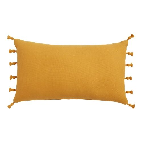 Gold Woven Tasseled Lumbar Pillow