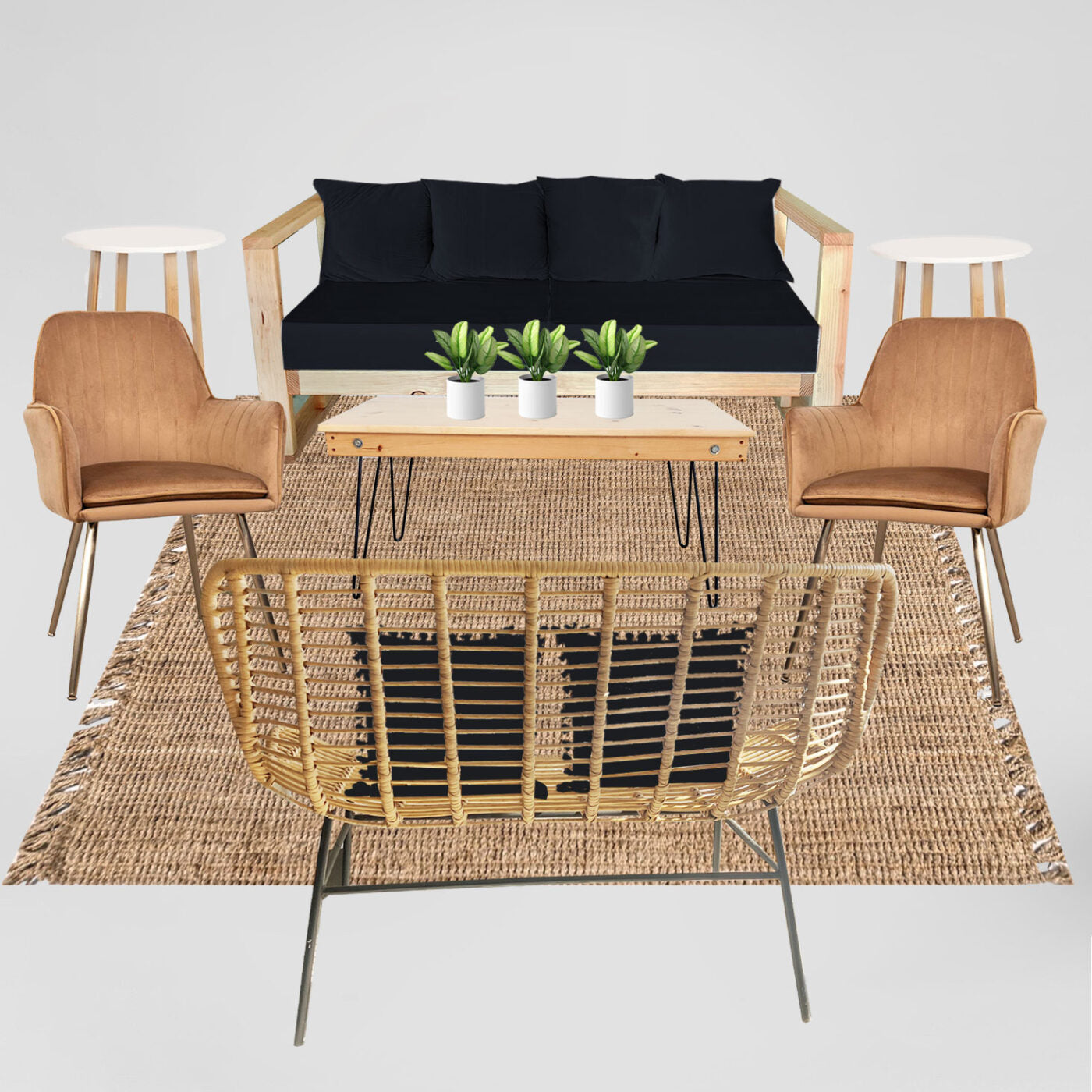 Honey Rattan Loveseat