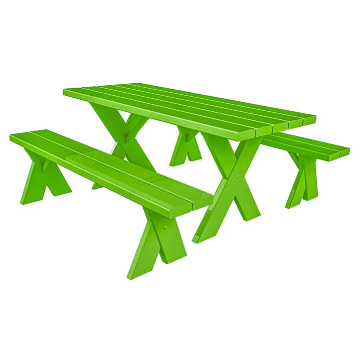 6 ft. Lime Green Picnic Table with Benches