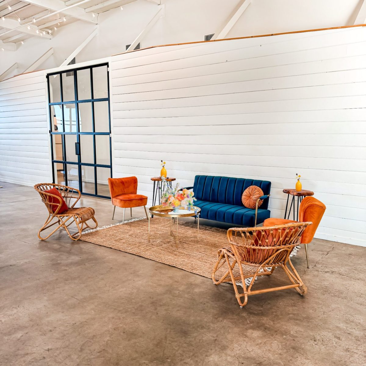 Orange Ribbed Velvet Chair