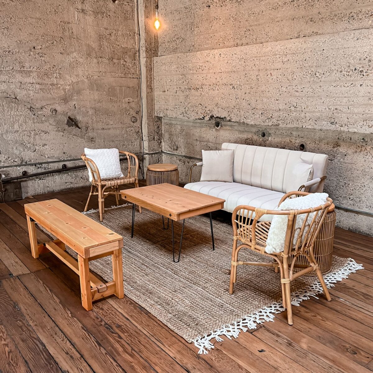 Honey Rattan Side Table