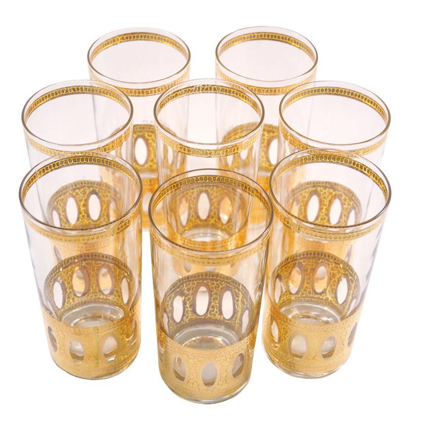 Gold Vintage Tall Bar Glasses