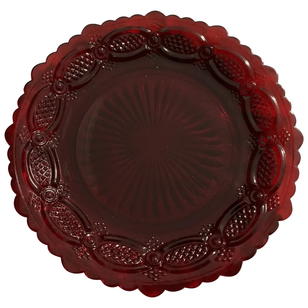 Ruby Red Glass Dessert Plates