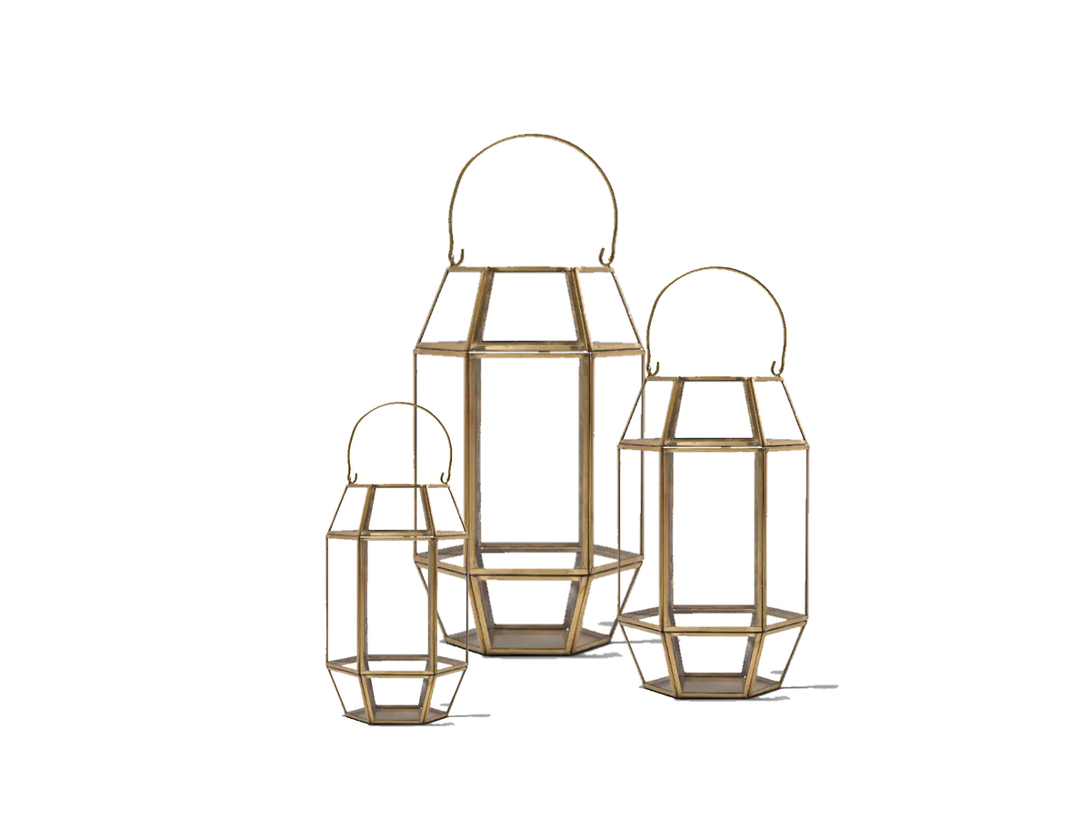 Glass & Brass Lantern Trio