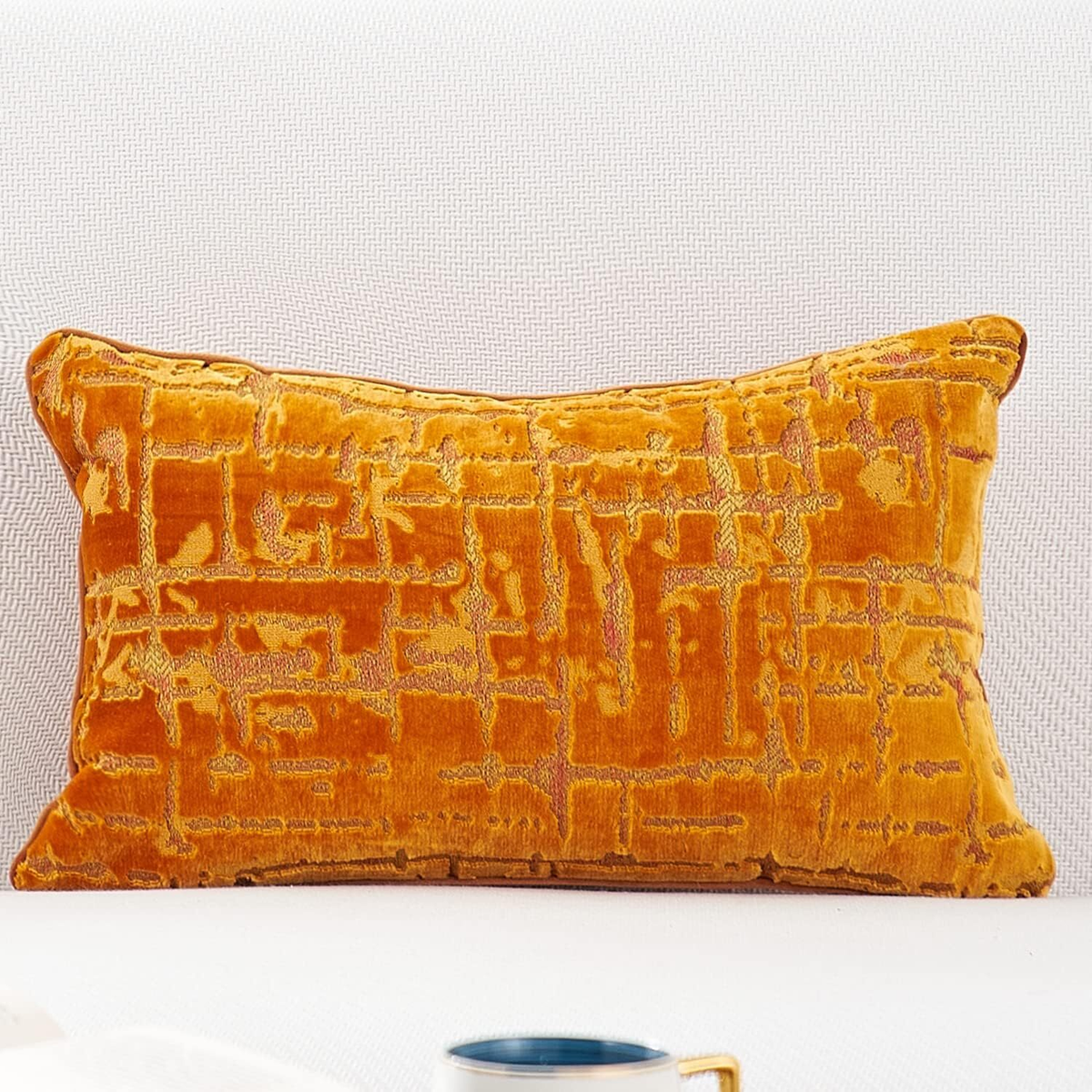 Orange Geo Plaid Lumbar Pillows