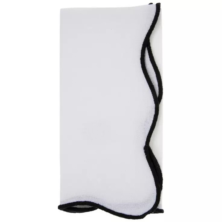 White & Black Scalloped Napkin