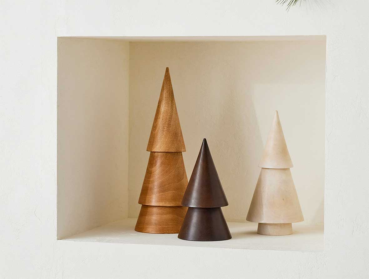 Wood Cone Tree Trio