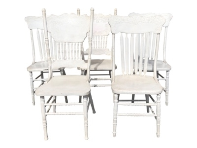 Vintage White Wood Dining Chairs