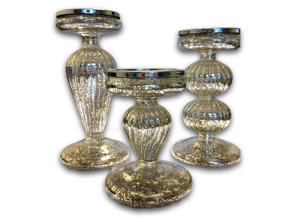 Silver Mercury Glass Candle Holders