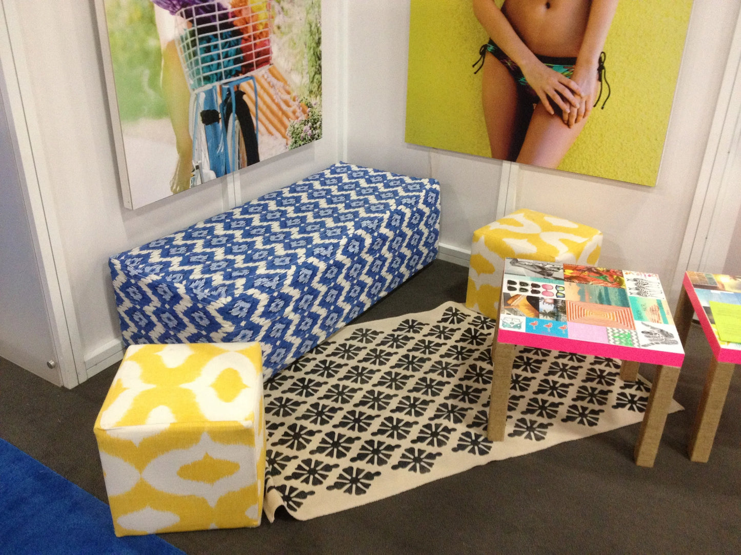 Rectangle Ottoman - Ocean Ikat