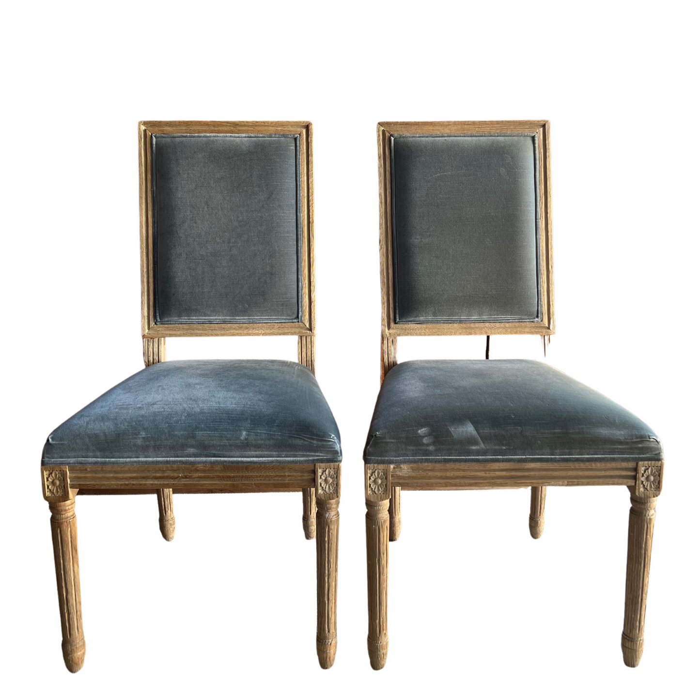 Blue Velvet Square Louis Chair