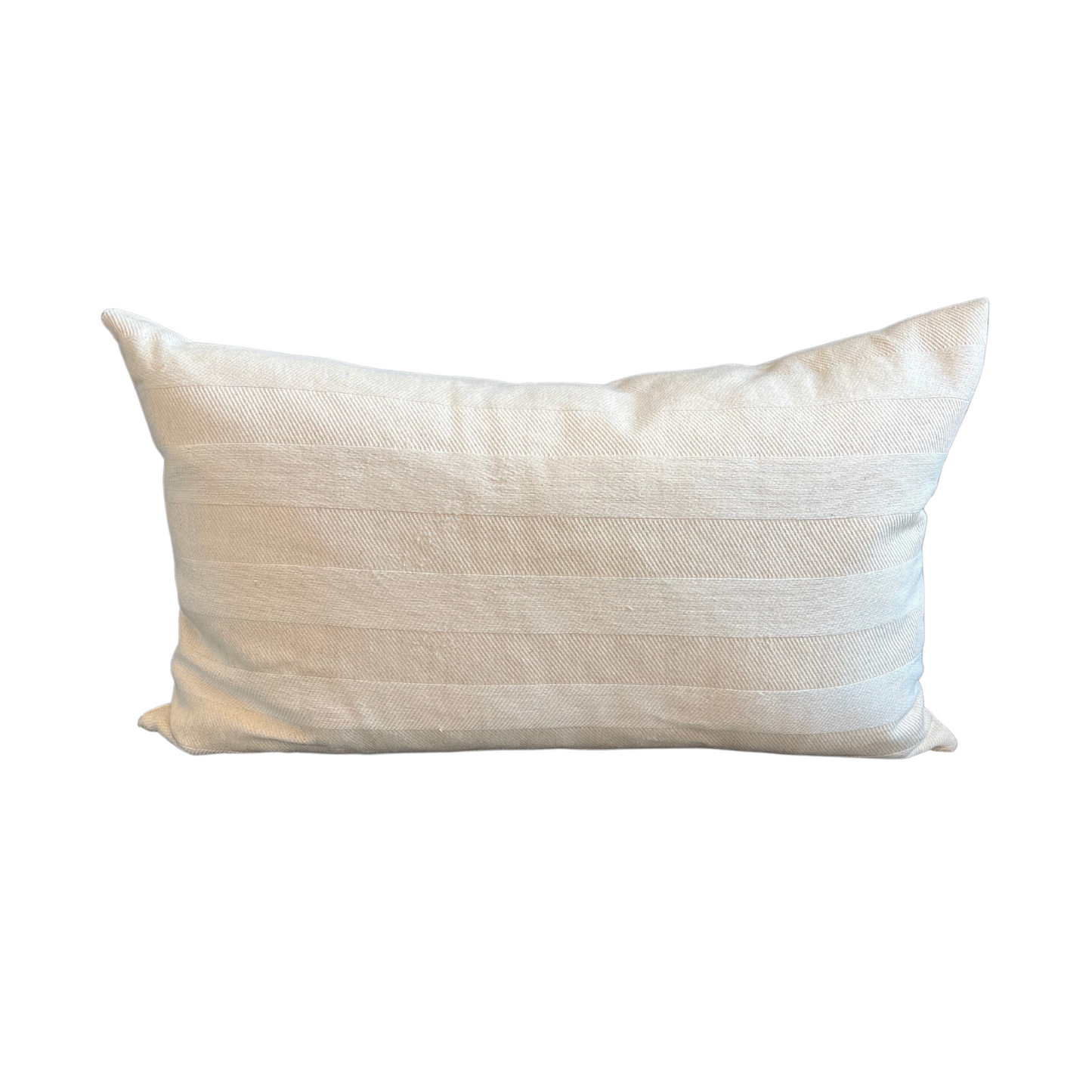 Cream Textured Stripes Lumbar Pillow
