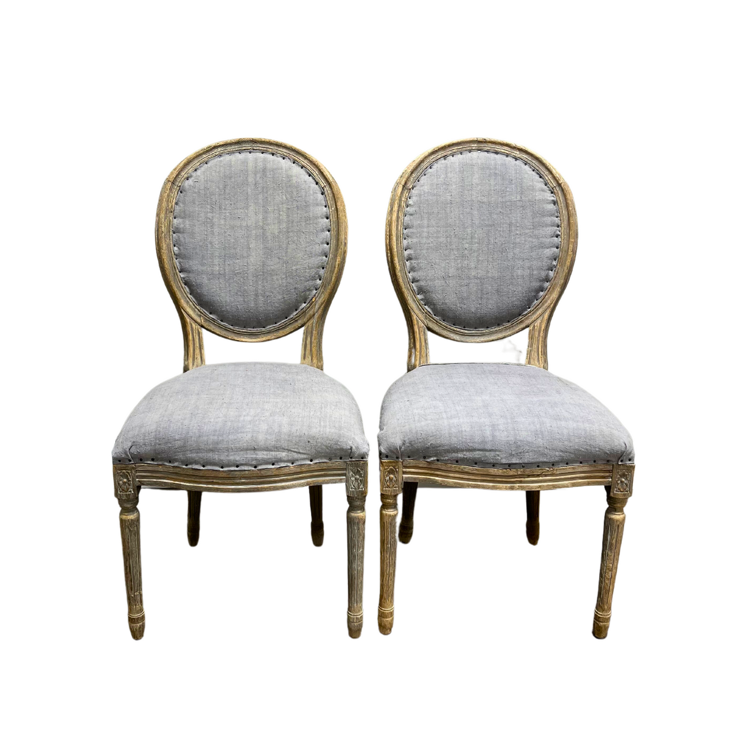 Grey Linen Louis Chair