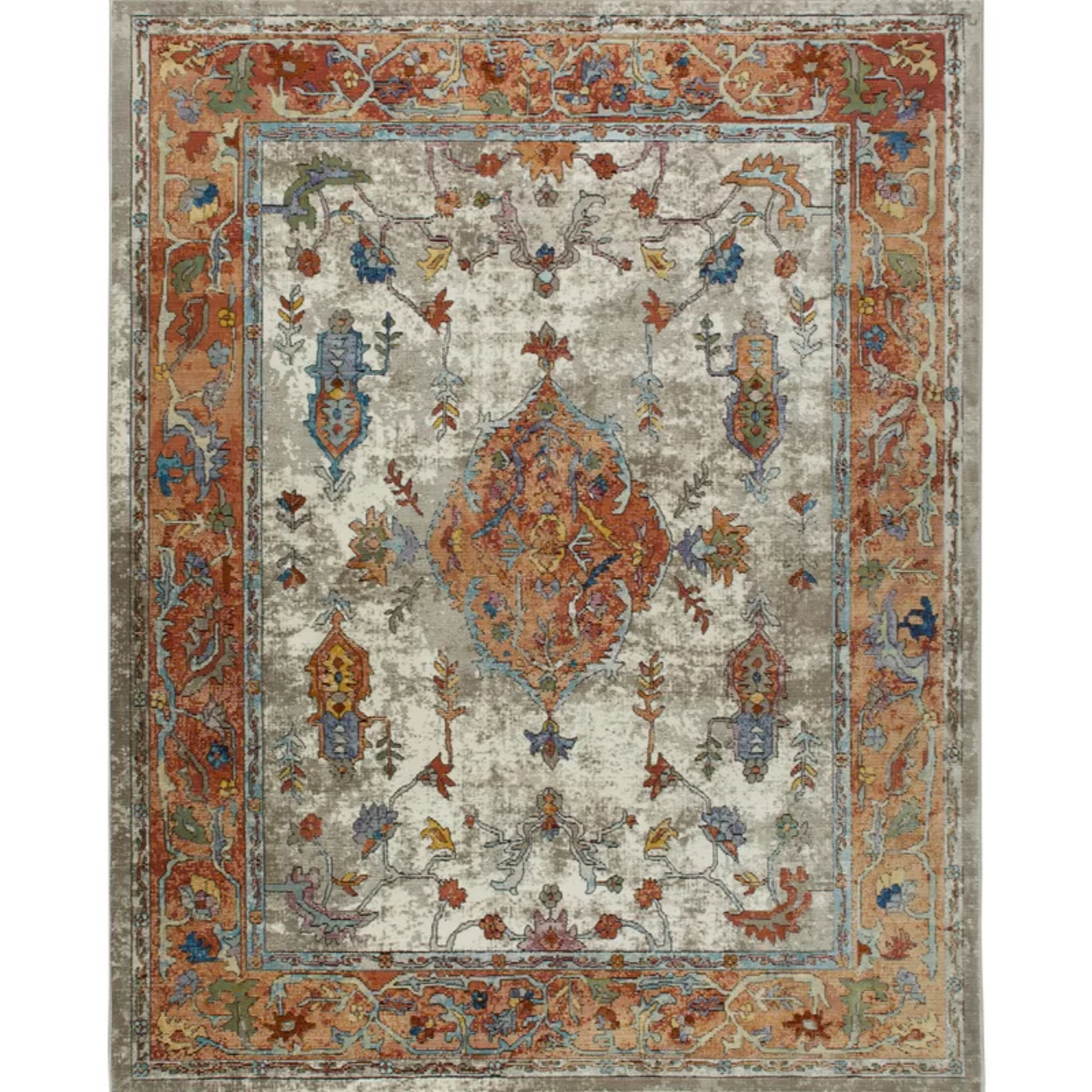 Aster Medallion Rug - Ivory & Rust