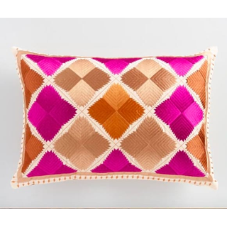 Fuchsia & Orange Diamond Lumbar Pillow