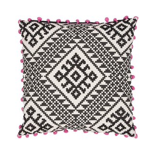 Tribal Throw Pillow with Pink Poms