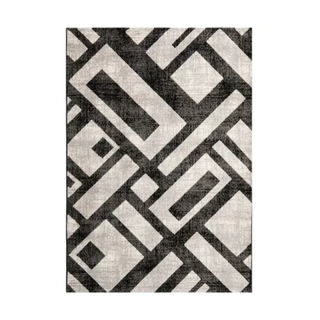 Black and Grey Geometric Rug