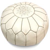 White Leather Pouf