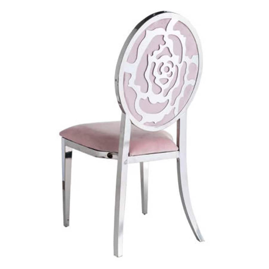 Rose Silver Dining Chair - Pink