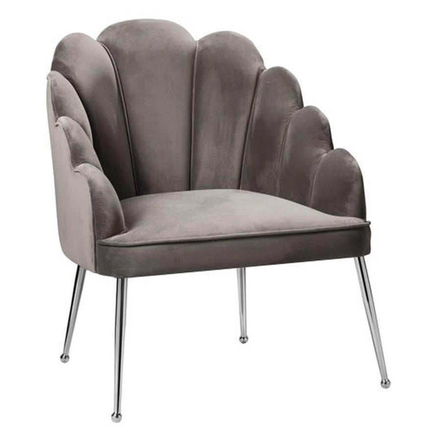 Armani Velvet Lounge Chair Grey - Silver