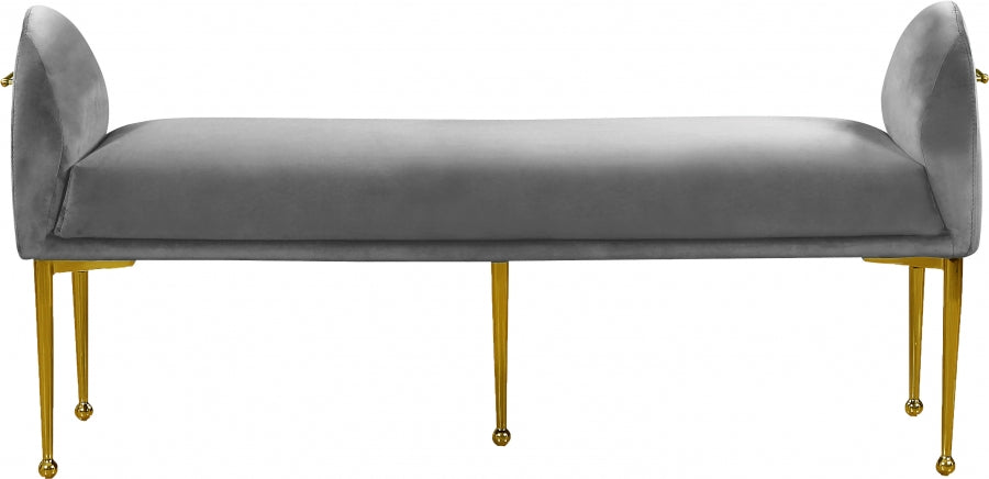 Grey Velvet Bench