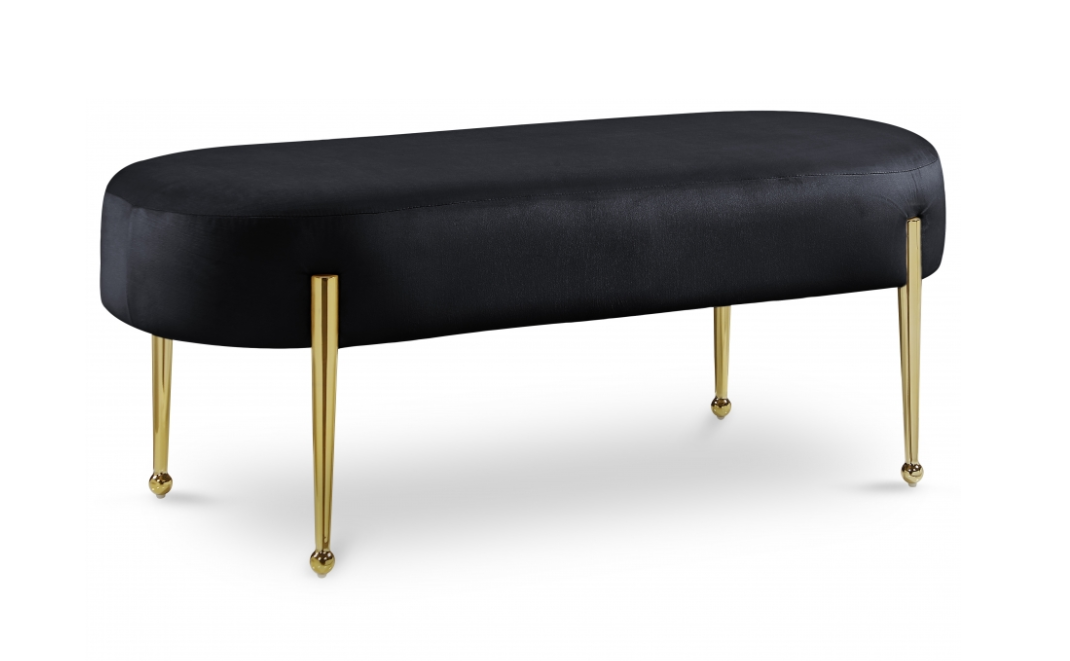 Diana Black Velvet Bench