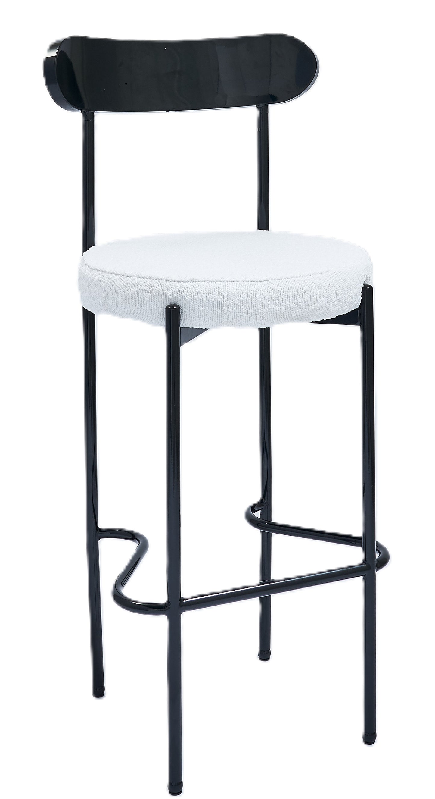 Ezra Black Barstool - White Boucle