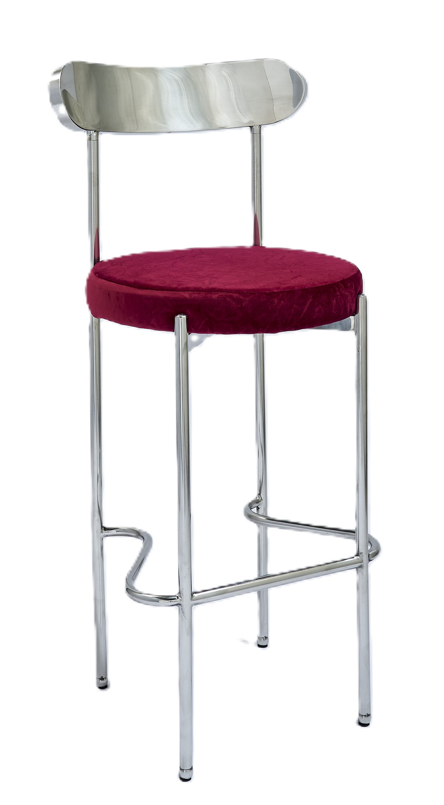 Ezra Silver Barstool - Maroon