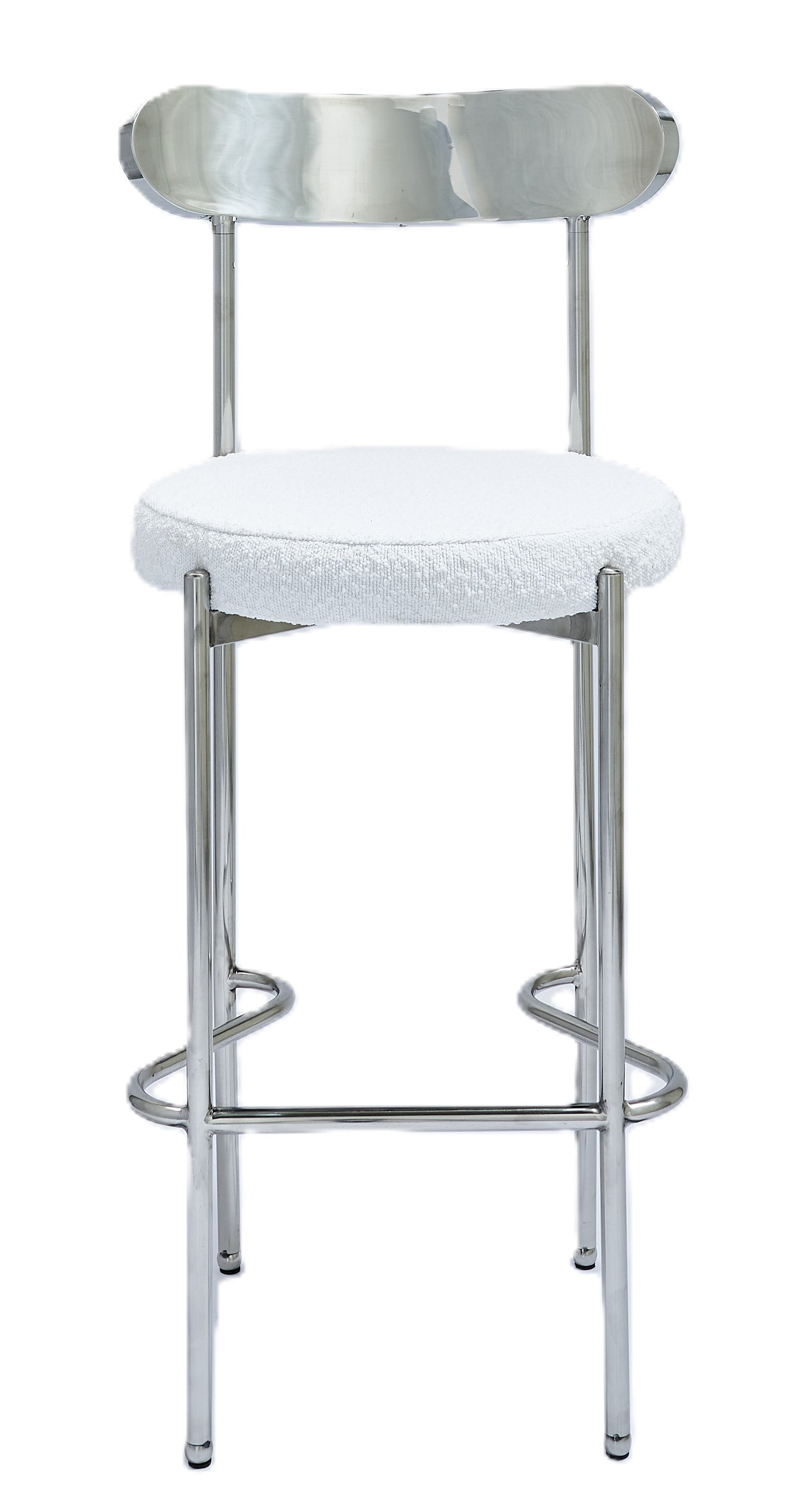 Ezra Silver Barstool - White Boucle