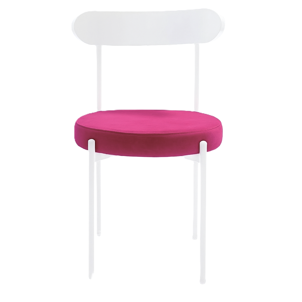 Ezra White Chair - Magenta