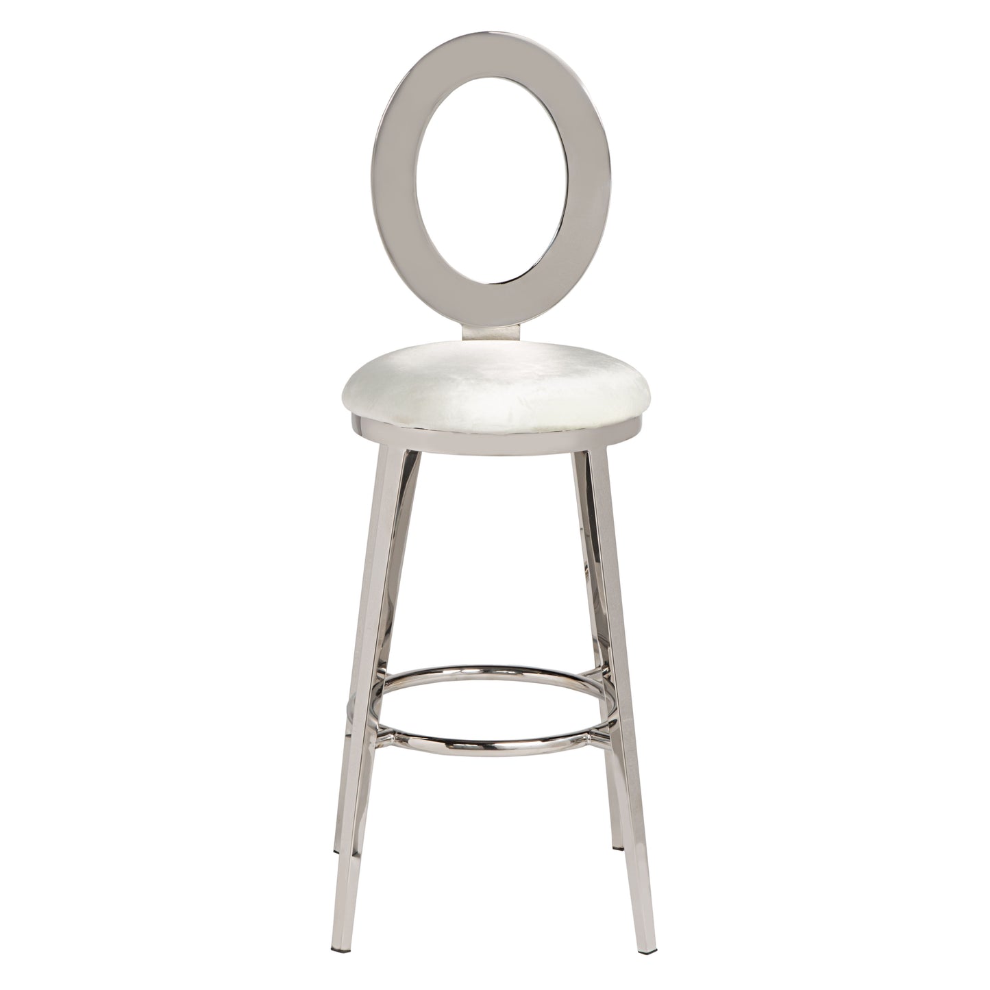 "O" Bar Stool Silver/Ivory