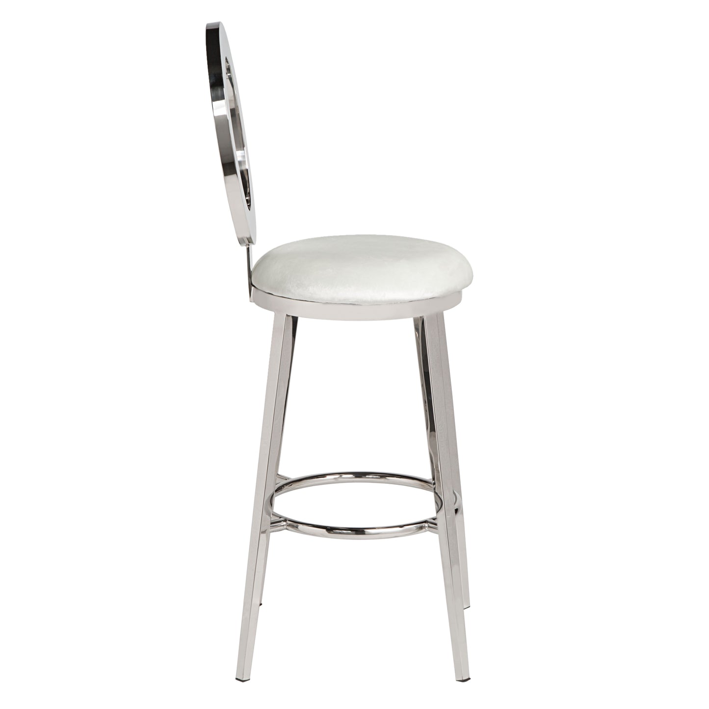"O" Bar Stool Silver/Ivory
