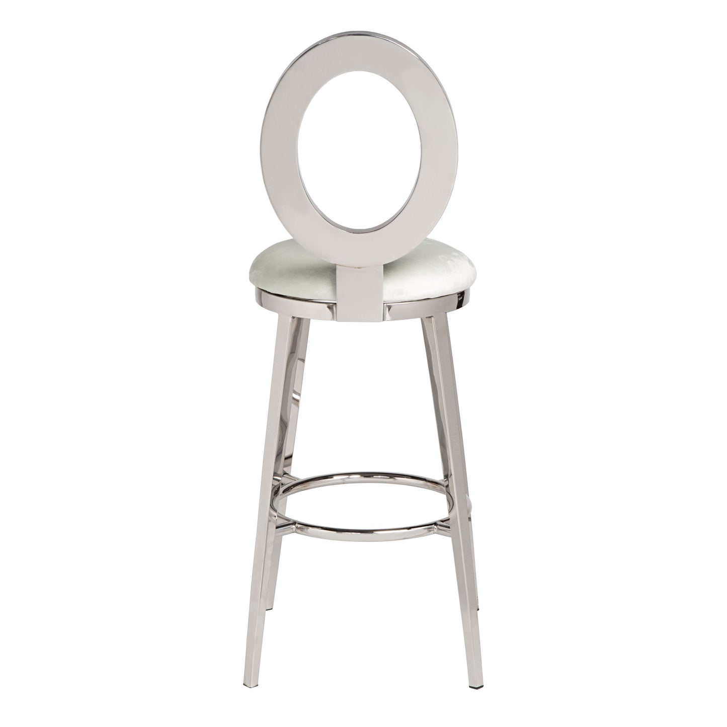 "O" Bar Stool Silver/Ivory