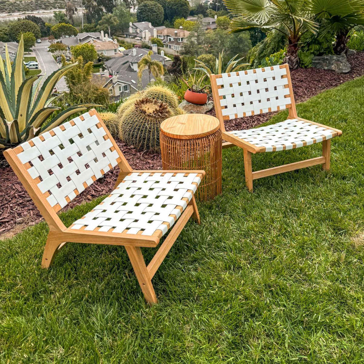 White Woven Lounge Chair