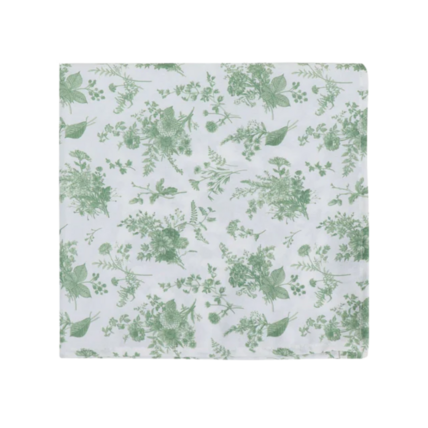 Green Floral Linen Napkin