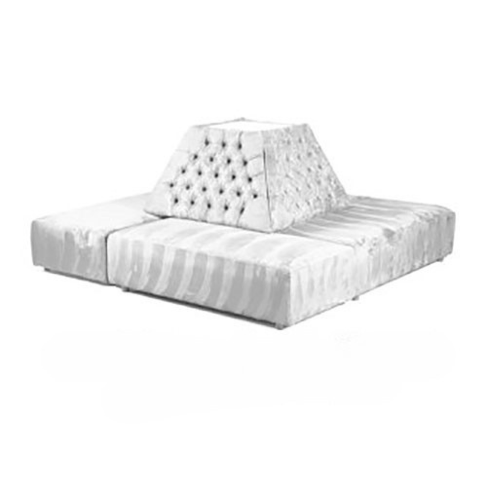 Square Tufted Banquette - White