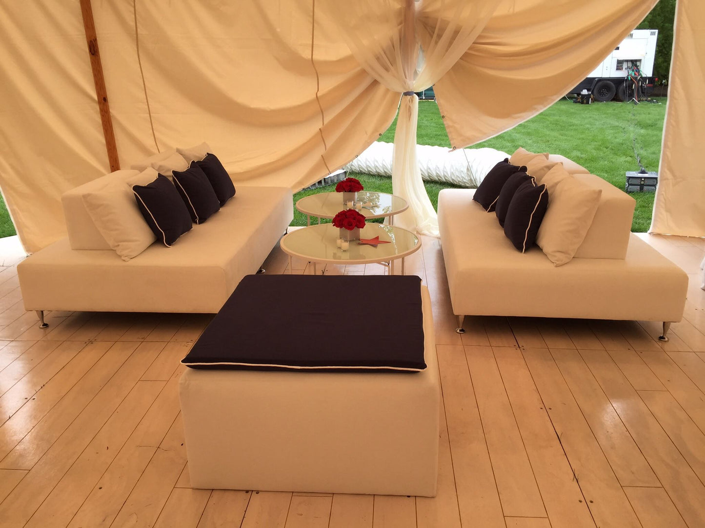 Velvet Ottoman White