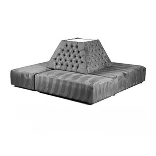 Square Tufted Banquette - Grey