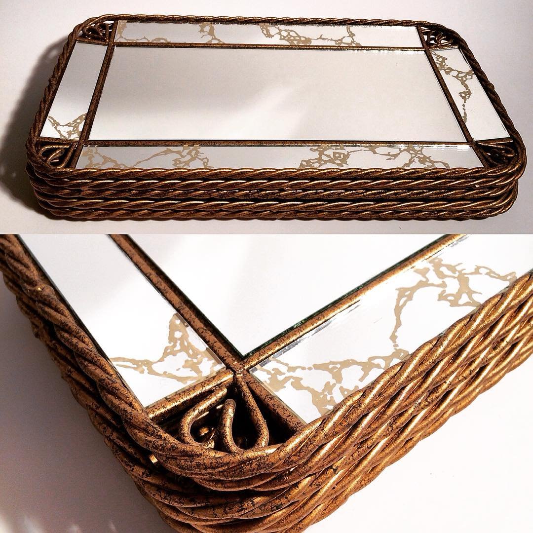 Crackle Mirrored Trays 