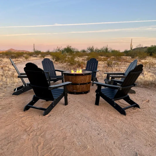Barrel Fire Pit with 6 Chairs