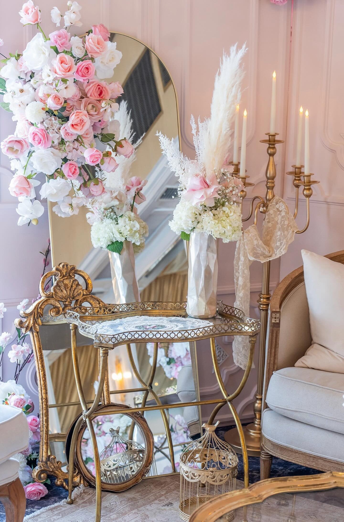 Distressed Mirrored Side Table