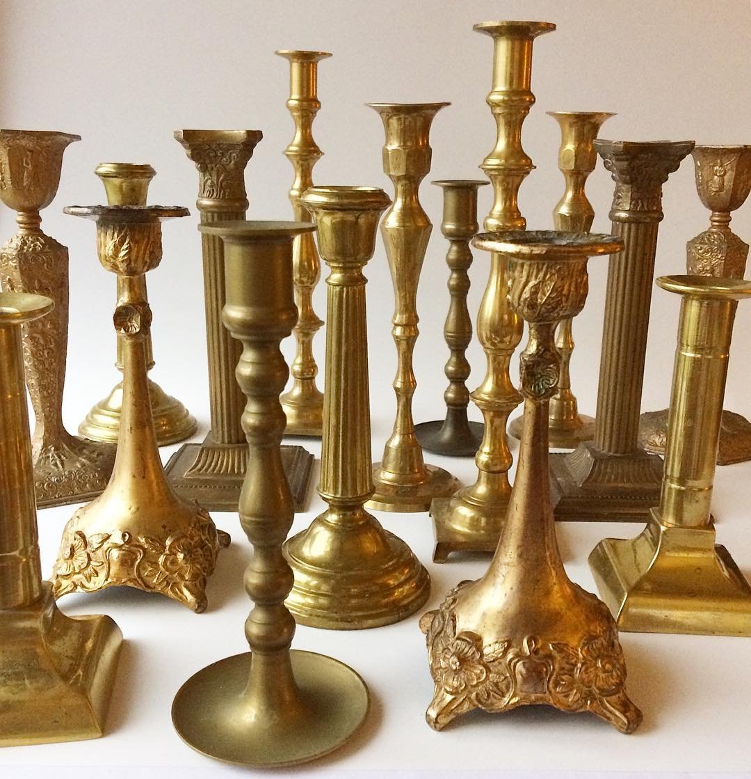Ornate Brass Candlestick Holders