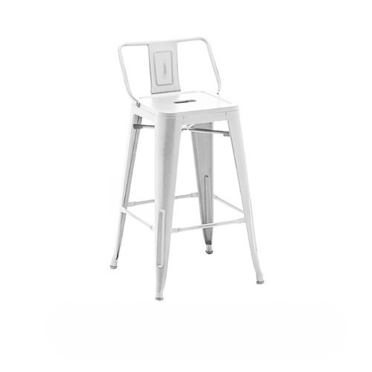 Metal Bar Stool W/ Back - White 