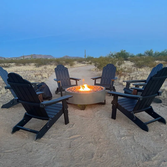 Grey Fire Pit with 6 Chairs